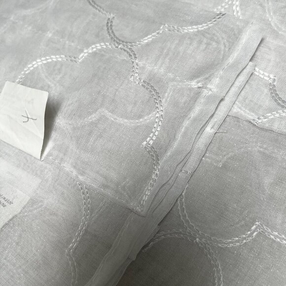 Set of 2 Panels White Window Sheer Medallion Curtains Rod Pocket 37x83 Inch - Picture 4 of 6